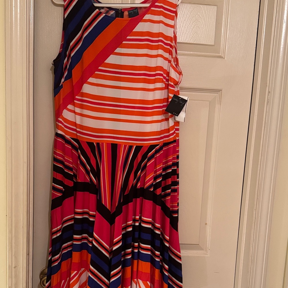 Gabby Skye Vibrant Striped Midi Dress